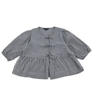 Velvet Heart‎ LA Striped cotton blouse puff sleeve dainty feminine lightweight M
